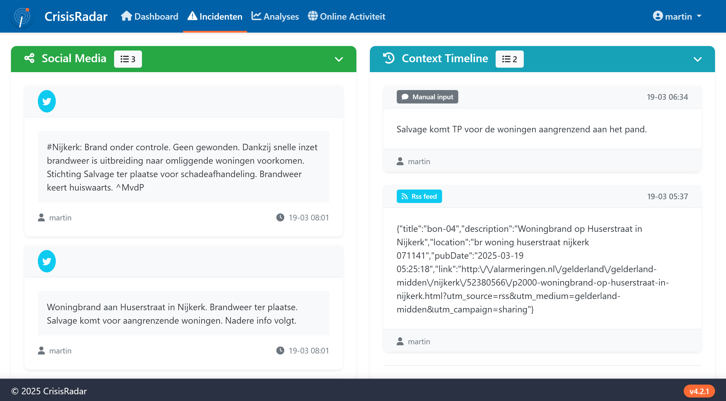 CrisisRadar Dashboard Interface